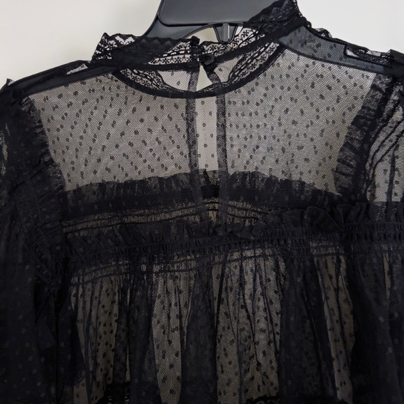 Black Lace Lingerie Blouse - Picture 3 of 3